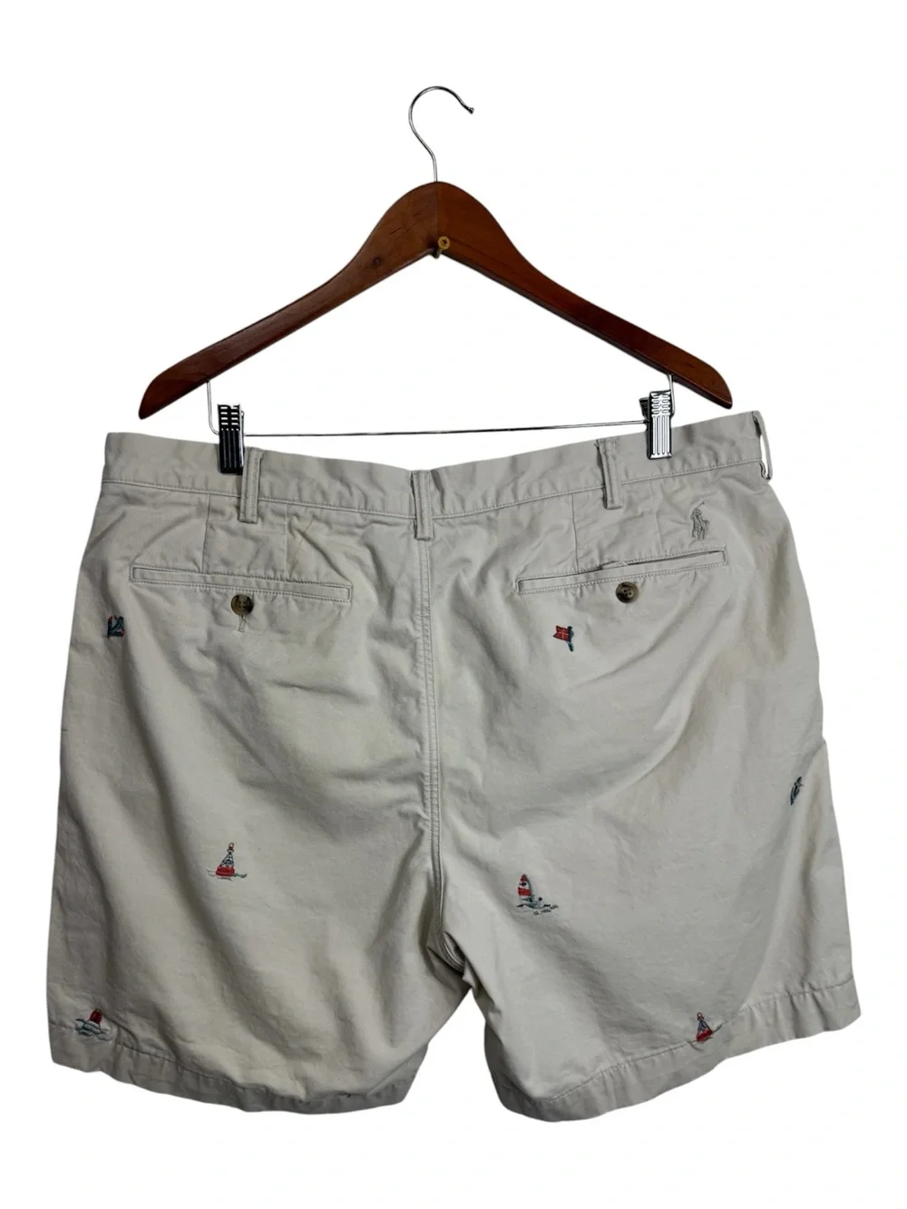 Polo Ralph Lauren Mens Beige Ocean Sailing Chino Classic Fit Shorts Size 38